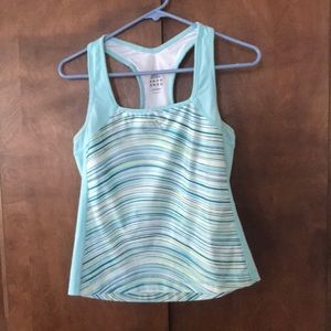 Adidas Blue/Green/White Swirl Athletic Top